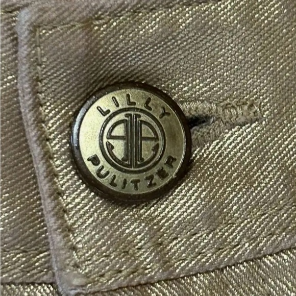 NWOT Lilly Pulitzer Gold Metallic “Worth Skinny” Pants size 6 - Picture 3 of 4